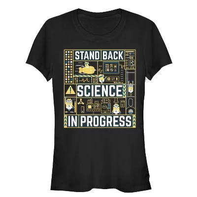 Женская футболка Minions Science in Progress для юниорок черного цвета