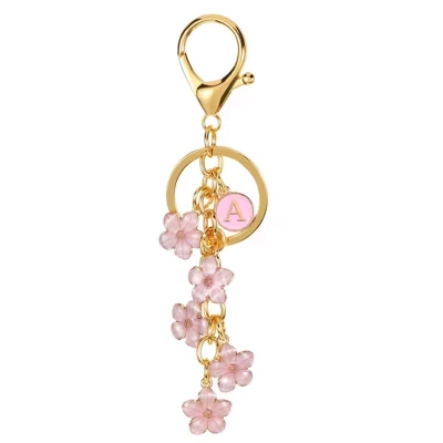 Брелок Unique Bargains металлический маленький с цветком, розовый