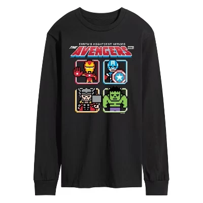 Мужская футболка Avengers 8Bit с длинным рукавом и графическим рисунком, черная