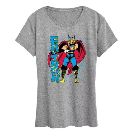 Женская футболка Thor Fathor с коротким рукавом и графическим рисунком heather grey