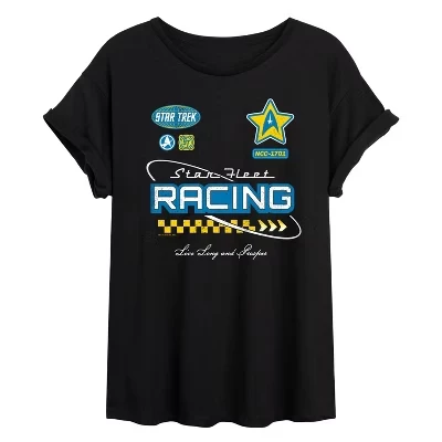 Женская футболка Star Fleet Racing Jersey Оверсайз с графическим рисунком черного цвета