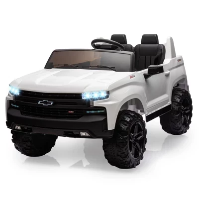 Детский грузовичок Chevy Silverado на 24 В, с двумя сиденьями, MP3-плеером, дистанционным управлением и светодиодной подсветкой белого цвета