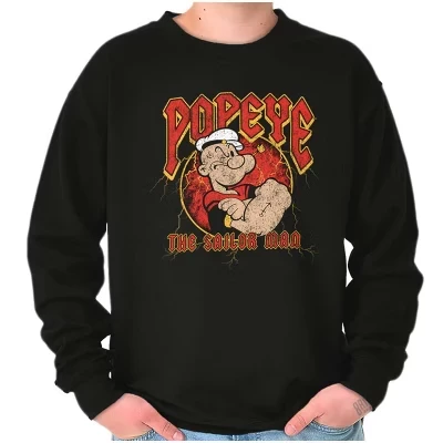 Унисекс свитшот Brisco Brands Popeye Rock Star, черный