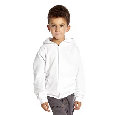 Детская толстовка с капюшоном из хлопка на молнии Leveret Kids, однотонная, белая
