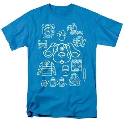 Blues Clues Значок Blue'S Clues с коллажем из значков для взрослых Футболка бирюзовая бирюзовый