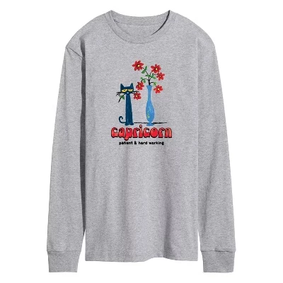Мужская футболка с длинным рукавом и рисунком Козерога athletic heather