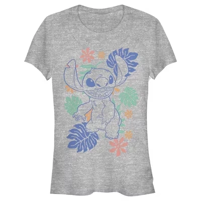 Женская футболка Lilo & Stitch Tropical Flowers, серый меланж