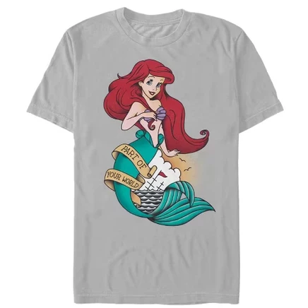 Мужская футболка The Little Mermaid Ariel, серебристая