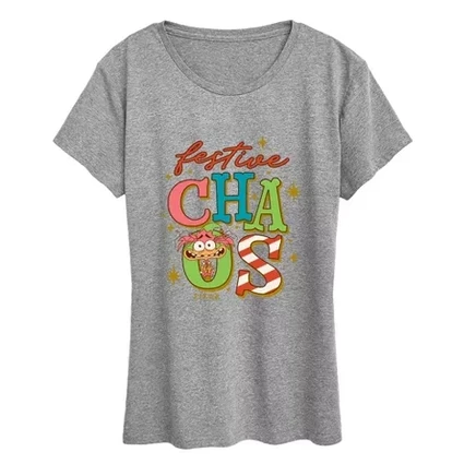 Женская праздничная футболка Chaos с коротким рукавом и графическим рисунком heather grey
