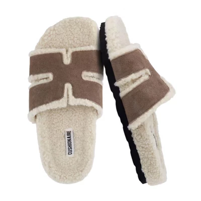 Женские тапочки CushionAire Cuddle Fur, серо-бежевые