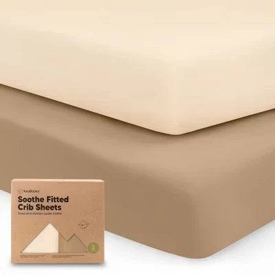 2pk Простыней для детской кроватки Soothe, Нейтральные, органические Детские простыни для кроватки, подходят для стандартного детского матраса размером 52x28 см.