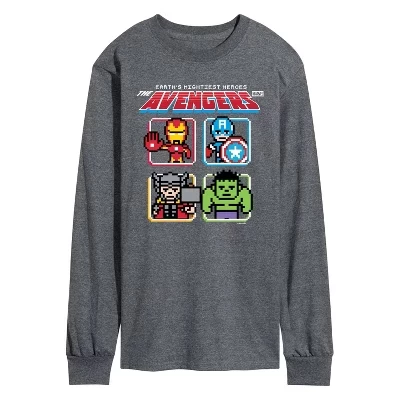 Мужская футболка Avengers 8Bit с длинным рукавом и графическим рисунком heather charcoal