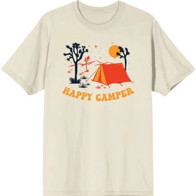 Мужская футболка с круглым вырезом и коротким рукавом Adventure Society Happy Camper натуральная