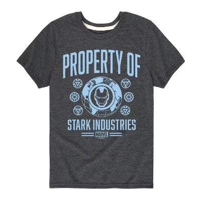 Футболка с коротким рукавом Iron Man Property Of Stark Industries с графическим рисунком heather charcoal