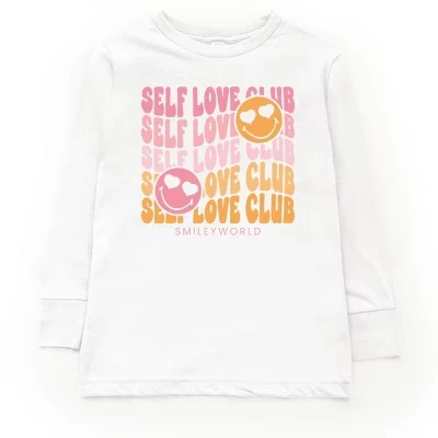Молодежная футболка с длинным рукавом SmileyWorld Self Love Club Wave, белая