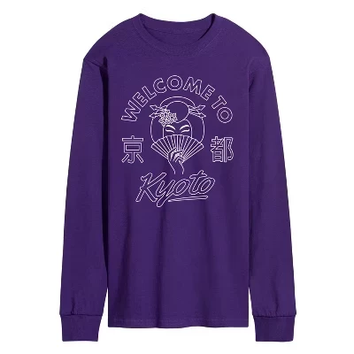 Men's -  - Welcome to Kyoto Long Sleeve Graphic T-Shirt purple