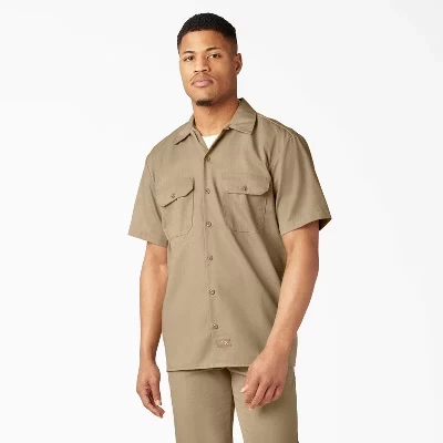 Мужская рабочая рубашка Dickies с коротким рукавом, хаки