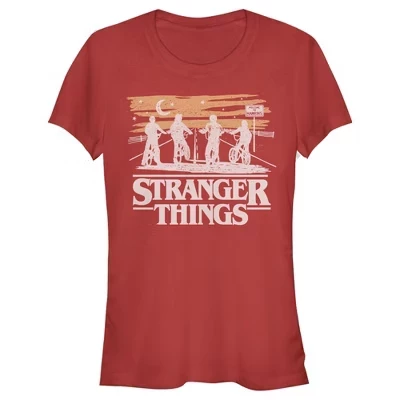 Женская футболка Stranger Things «Звездная велопрогулка», красная
