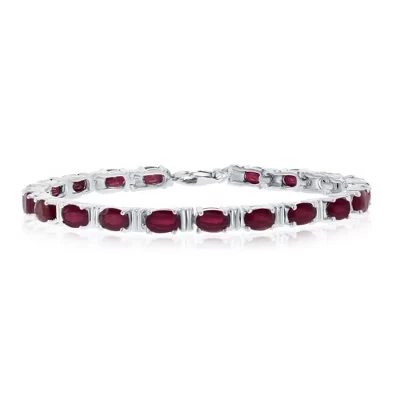 Браслет Bella Silver из серебра 6×4 мм с рубином, 18 см