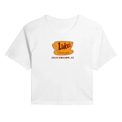 Женская укороченная футболка с рисунком Luke's Diner, белая