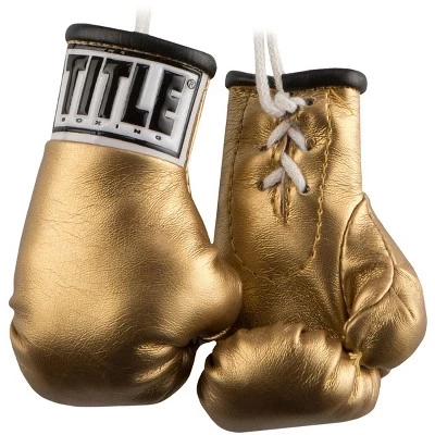 Мини-боксерские перчатки Title Boxing 9 см с шнуровкой, золотые