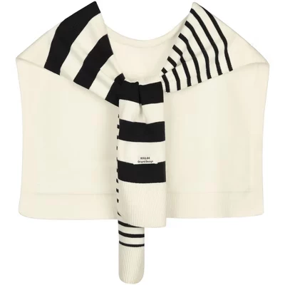 Women's Stripes Sweater Shawl Wraps Knitted Knotted Multicolor Fashion Casual Scarf for Travel Office 1 Pc cream