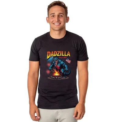 Мужская патриотическая забавная футболка Dadzilla Born To BBQ для взрослых черного цвета