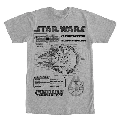 Мужская футболка Star Wars «Сокол», серый меланж