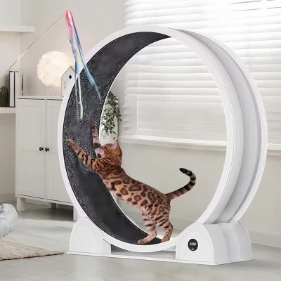 Игровое колесо для кошек Garvee 45″ с шагомером, белое