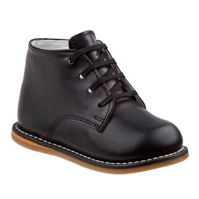 Нескользящая детская обувь для первых ходунков Josmo Logan Toddler Leather для мальчиков/девочек, черная