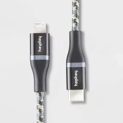 Кабель Lightning USB-C heyday в оплетке, черный