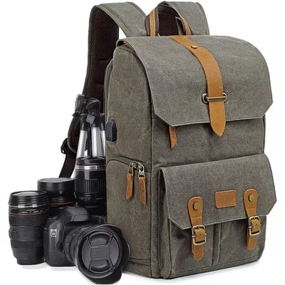 Waterproof Canvas DSLR Camera Backpack - Holds 15.6