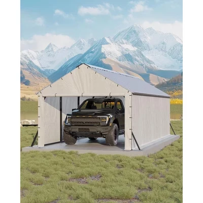 Металлический навес с вертикальной крышей 11'x20'x9', закрытые автомобильные люки с прочной стальной рамой, для любых погодных условий, для полноразмерных пикапов, лодок и т.д.
