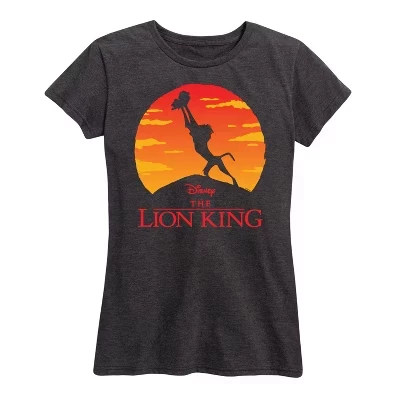 Женская футболка Baby Simba и Raifki Pride Rock с коротким рукавом и графическим рисунком heather charcoal
