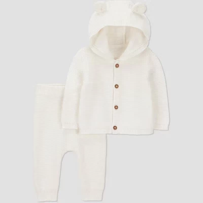 Комплект из свитера Carter's Just One You ® Baby с капюшоном и штанами для бега трусцой, 2 предмета - кремовый