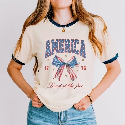 Кокетливая винтажная футболка America Ringer Tee