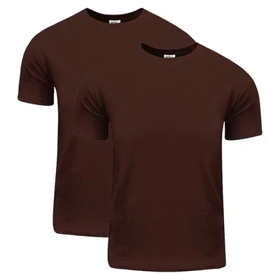 Мужская хлопковая футболка Active Comfort с коротким рукавом и круглым вырезом из 2 упаковок коричневого цвета