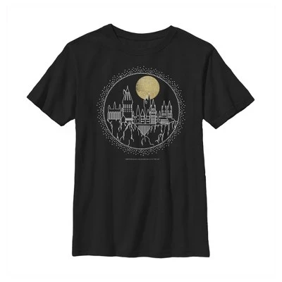 Футболка для мальчика Hogwarts Line Art Moonrise, черная