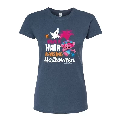 Женская приталенная футболка с рисунком Halloween Poppy цвета индиго, от которой волосы встают дыбом.