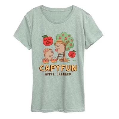Женская футболка CapyFun Apple Orchard короткий рукав, меланж морская пена