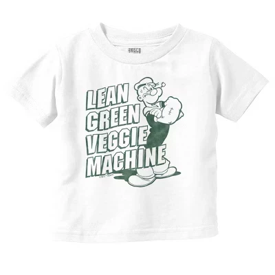Футболка с графическим рисунком для малышей Popeye Lean Green Veggie Machine лицензированного белого цвета