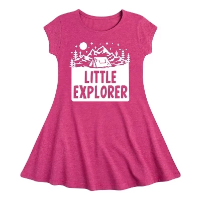 Графичное платье цвета Хизер фуксия с короткими рукавами и рисунком Little Explorer Fit & Flair