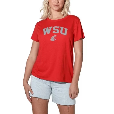 Women's Washington State University One Color Arch Loose T-Shirt red