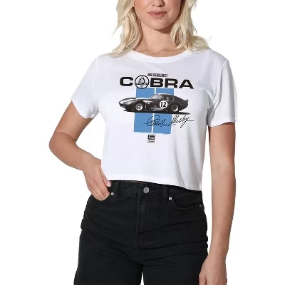 Женская укороченная футболка в полоску Cobra Racing, белая
