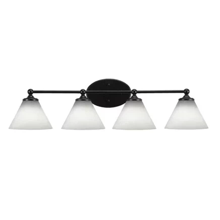 Туалетный столик Capri 4 - Light матово-черного цвета с 7-дюймовым белым муслиновым абажуром