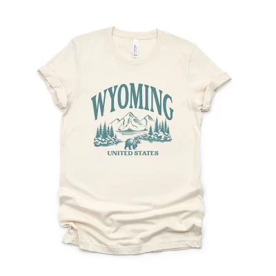Женская кремовая футболка с коротким рукавом и графическим рисунком Wyoming Forest Scene
