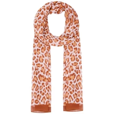 Women's Leopard Print Vintage Lightweight Silky Sunscreen Neckerchief Wrap 1 Pc rust