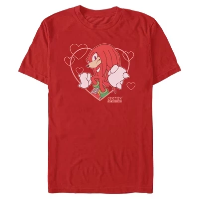 Мужская футболка Knuckles с сердечком в рамке красная