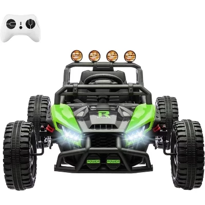Детский электромобиль UTV 24 В, Детский игрушечный автомобиль для катания, Мощный электромобиль мощностью 130 Вт с дистанционным управлением, светодиодной подсветкой, амортизатором, зеленым музыкальным сопровождением