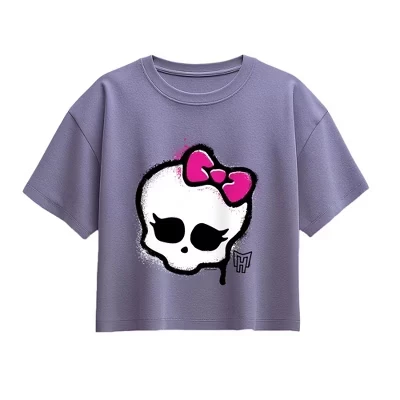Футболка для девочек Monster High Skull Graffiti Logo, сиреневая